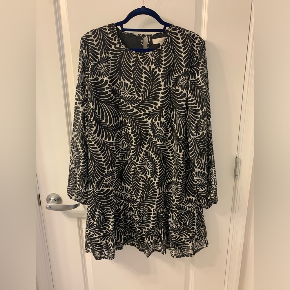 LOFT Women’s Pin Dot Black and White Dress